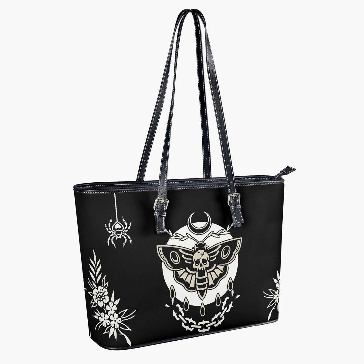 Death Moth Vintage Print - Leather Shoulder Bag