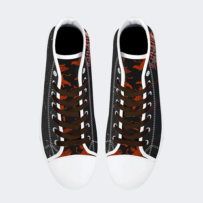 Figure&Wing&Letter Print - High Top Canvas