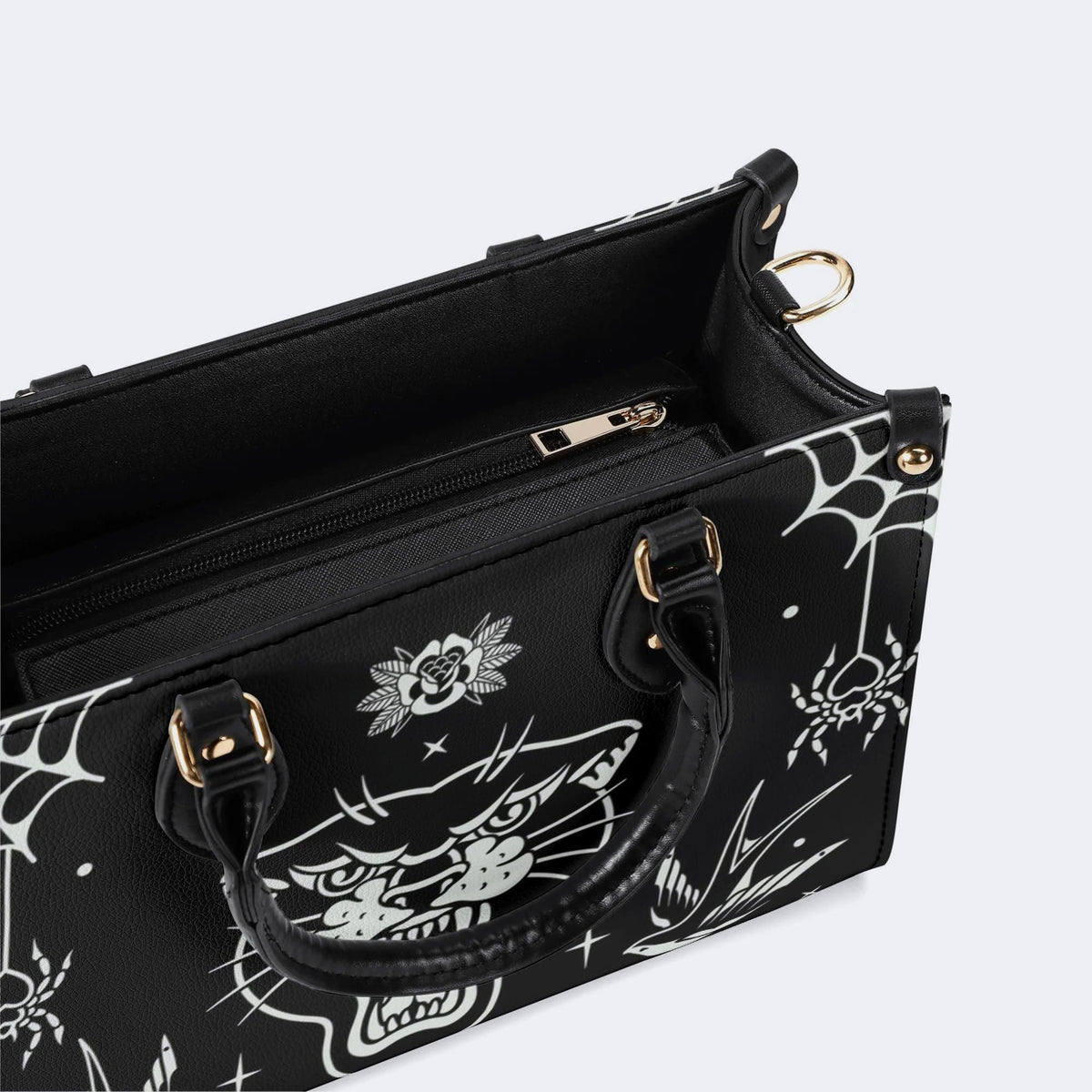 Unisex Tiger Print - Leather Handbag