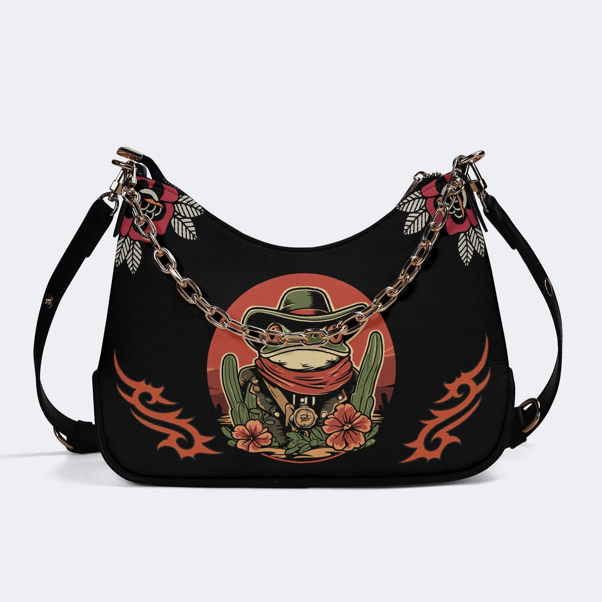 Cowboy Frog Print - Leather Crossbody Bag