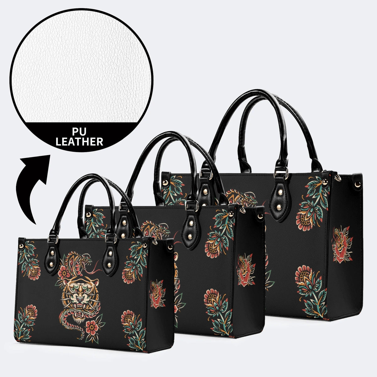 Snake&Tiger Print - Leather Handbag