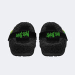 Unisex More Brains Print - Fur Lined Slippers/Sandals