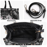 Tarot Skull Butterfly Print - Leather Handbag