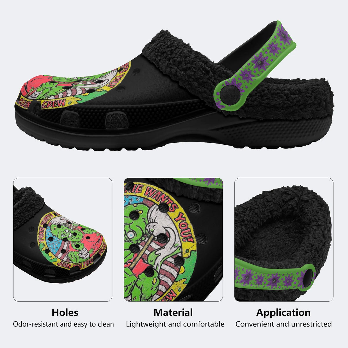 Join The Tromaville Clean Up Crew - Fur Lined Slippers/Sandals
