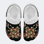 Eyes&Flower Art Print - Fur Lined Slippers/Sandals