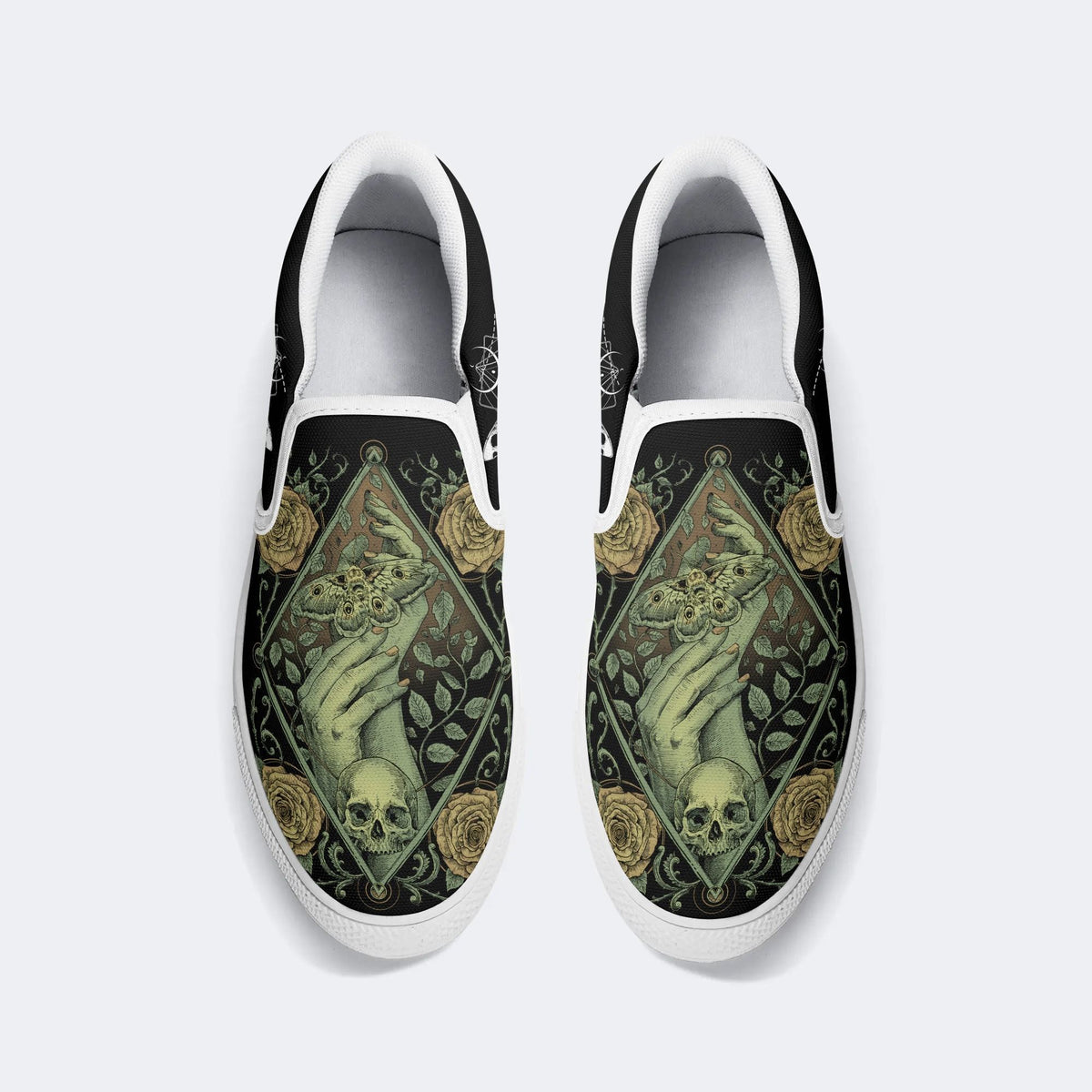 Death Moth&Skeleton - Slip On Shoes