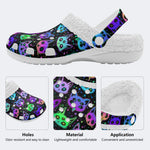 Cute Cartoon Witchcraft Cat Print- Fur Lined Slippers/Sandals