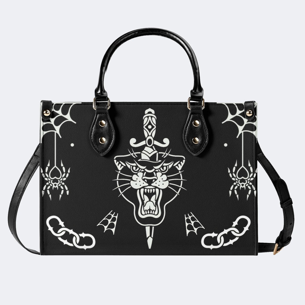 Unisex Tiger Print - Leather Handbag