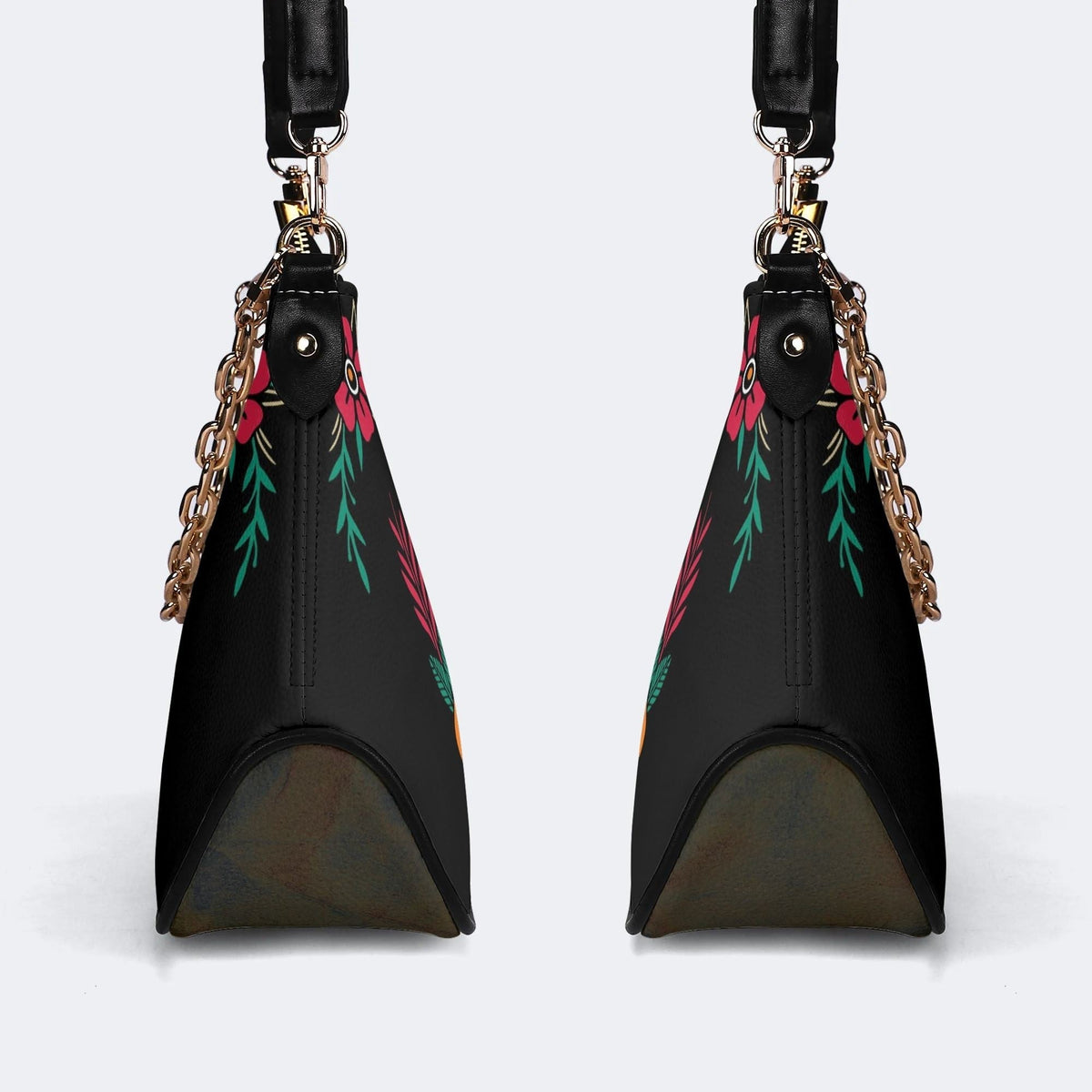 Sword And Moth Print - Leather Crossbody Bag