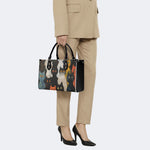 Artistic Graffiti Cats Print - Leather Handbag