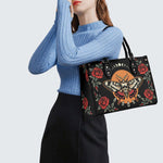 Rose Death Moth Art Print - Leather Handbag