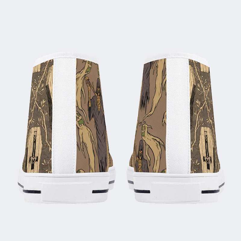 Death Skull Print - High Top Canvas