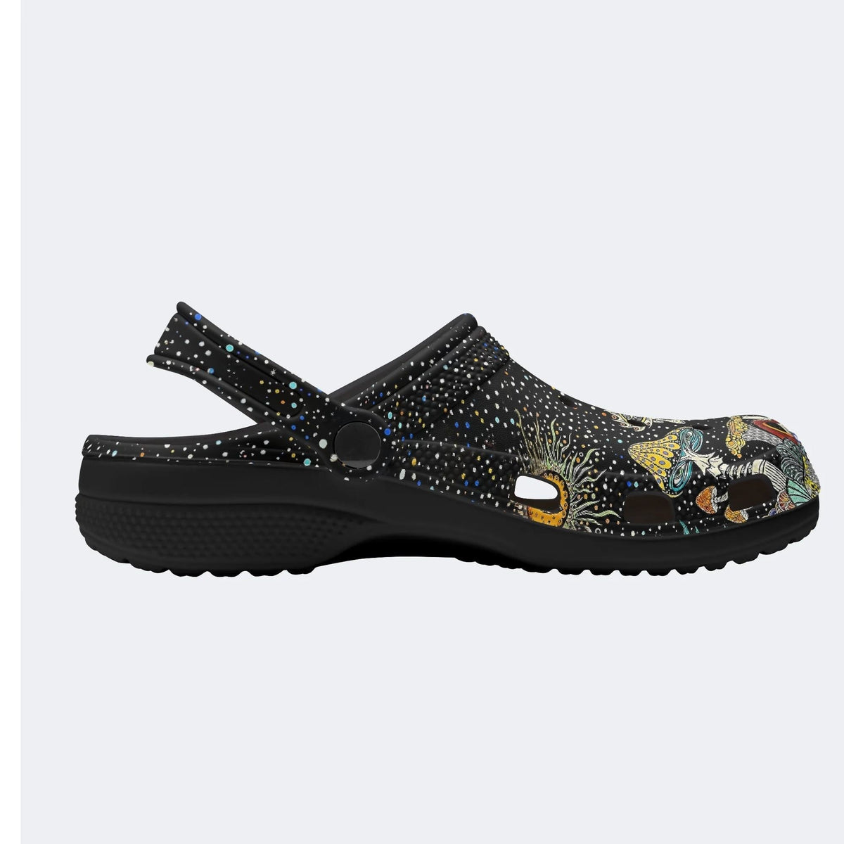Retro Dark Mushroom Eyes Halloween Print - Slippers/Sandals