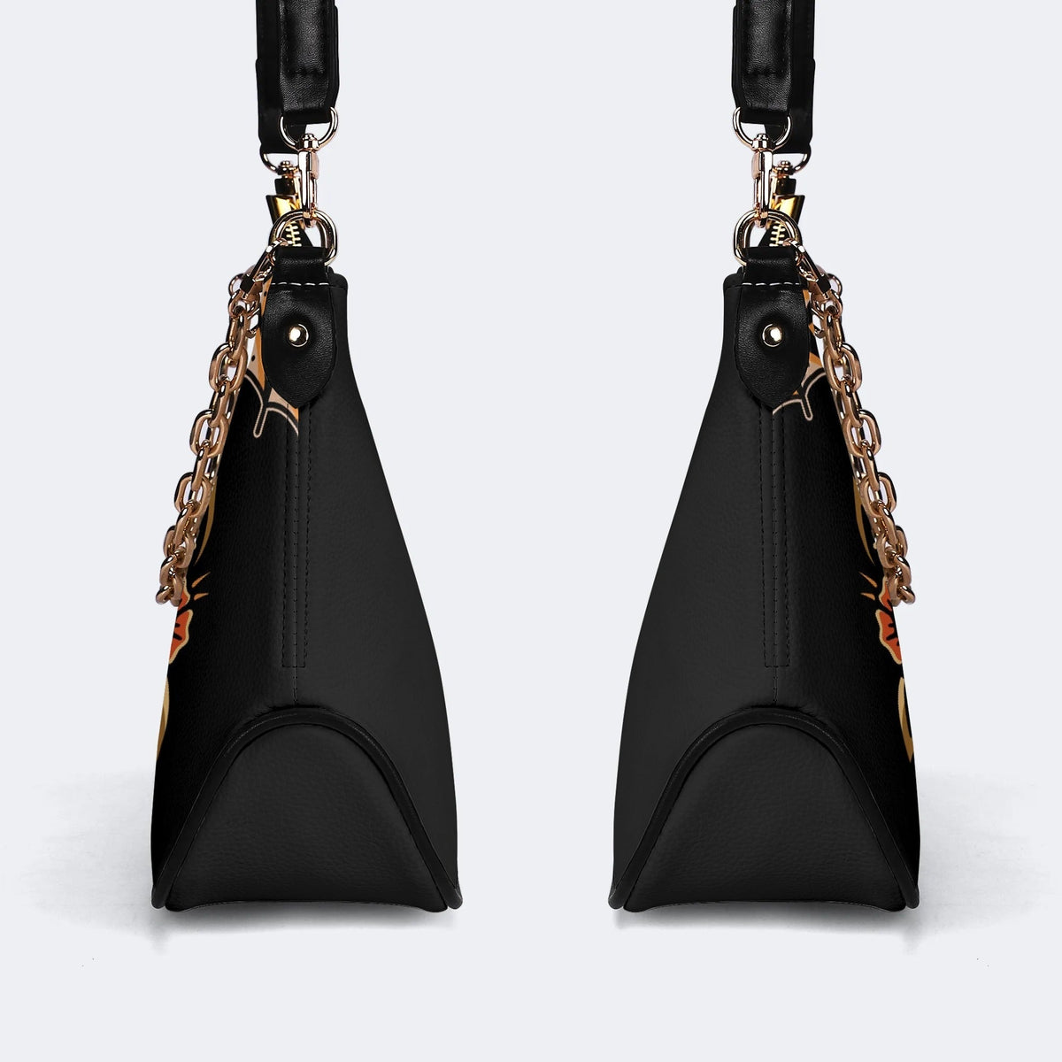 Traditional Bats Print - Leather Crossbody Bag