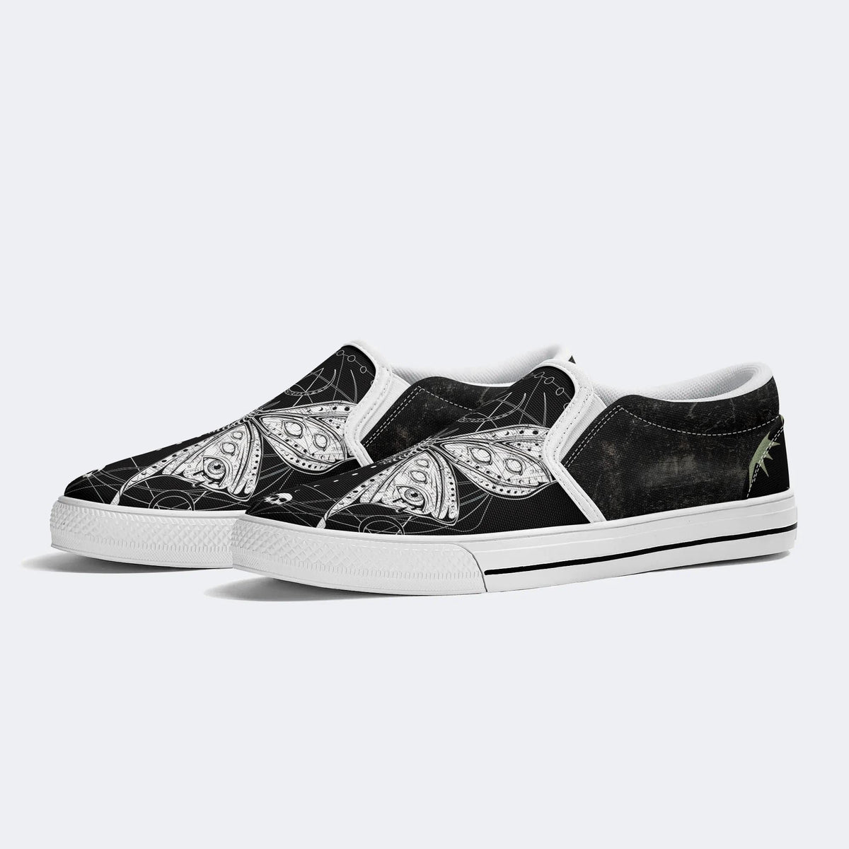 Unisex Death Moth Print - Slip On Shoes