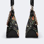 Starry Sky Over Flowers - Leather Crossbody Bag
