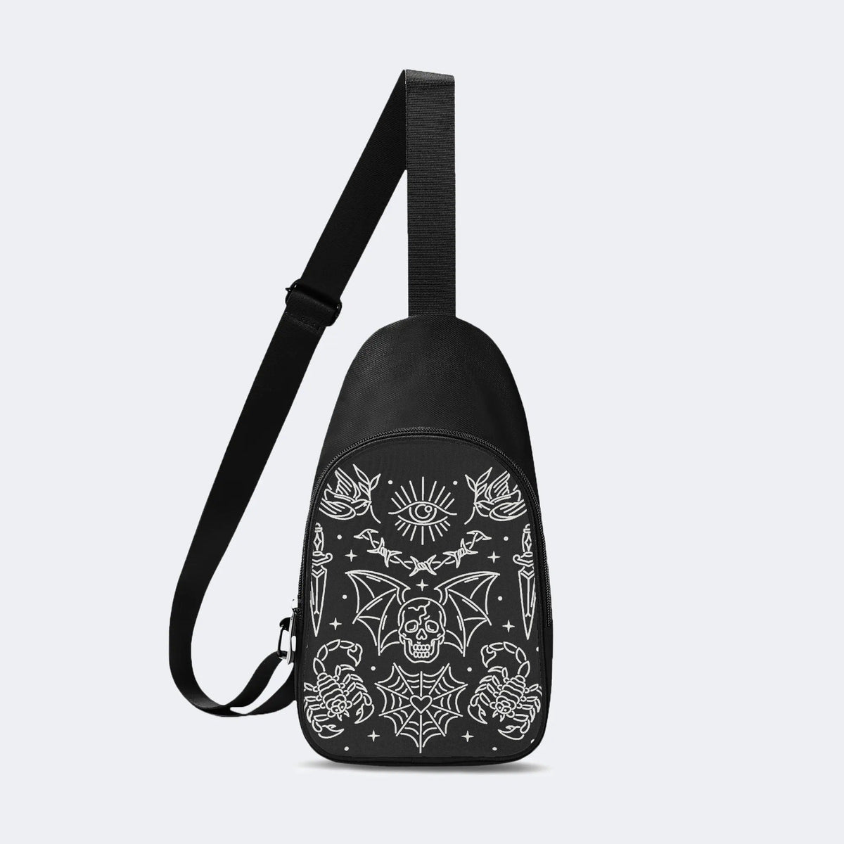 Bats&Skulls&Scorpions Print - Chest Bag