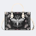 Death Moth & Mushrooms Print - Leather Handbag