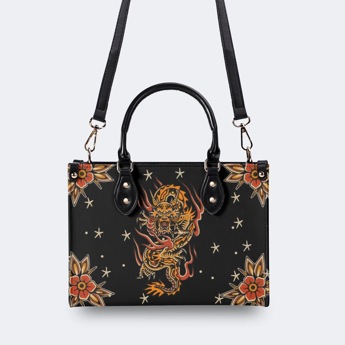 Traditional Dragon Print - Leather Handbag
