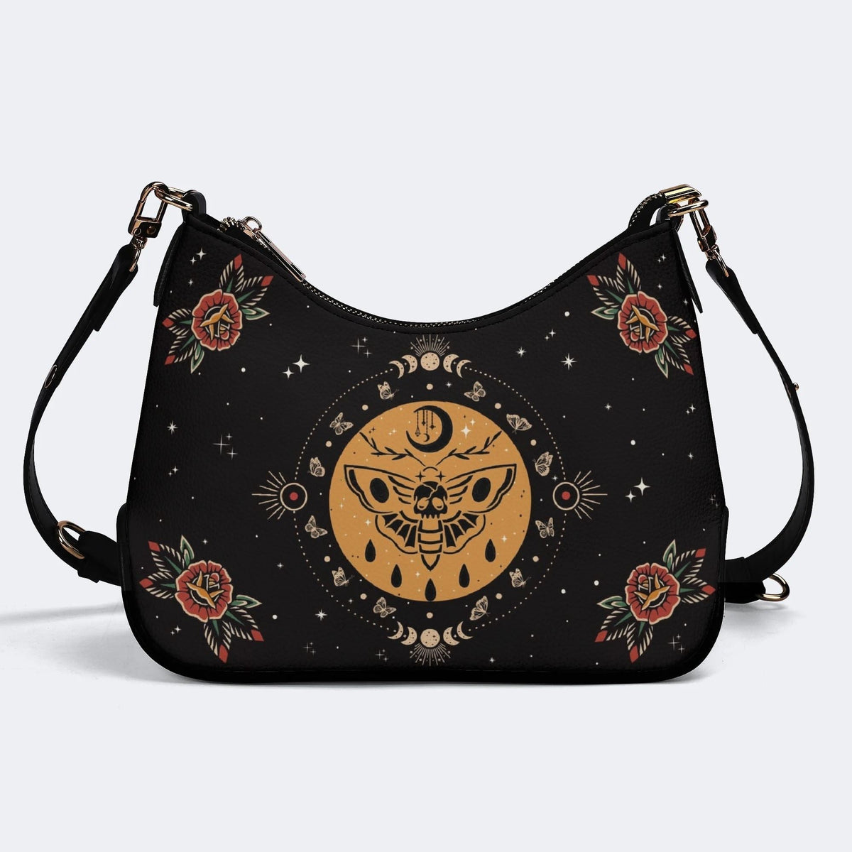 Moths Under The Moon - Leather Crossbody Bag