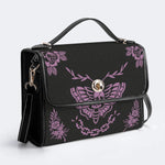 Classic Purple Death Moth Vintage Print - Leather Satchel Bag