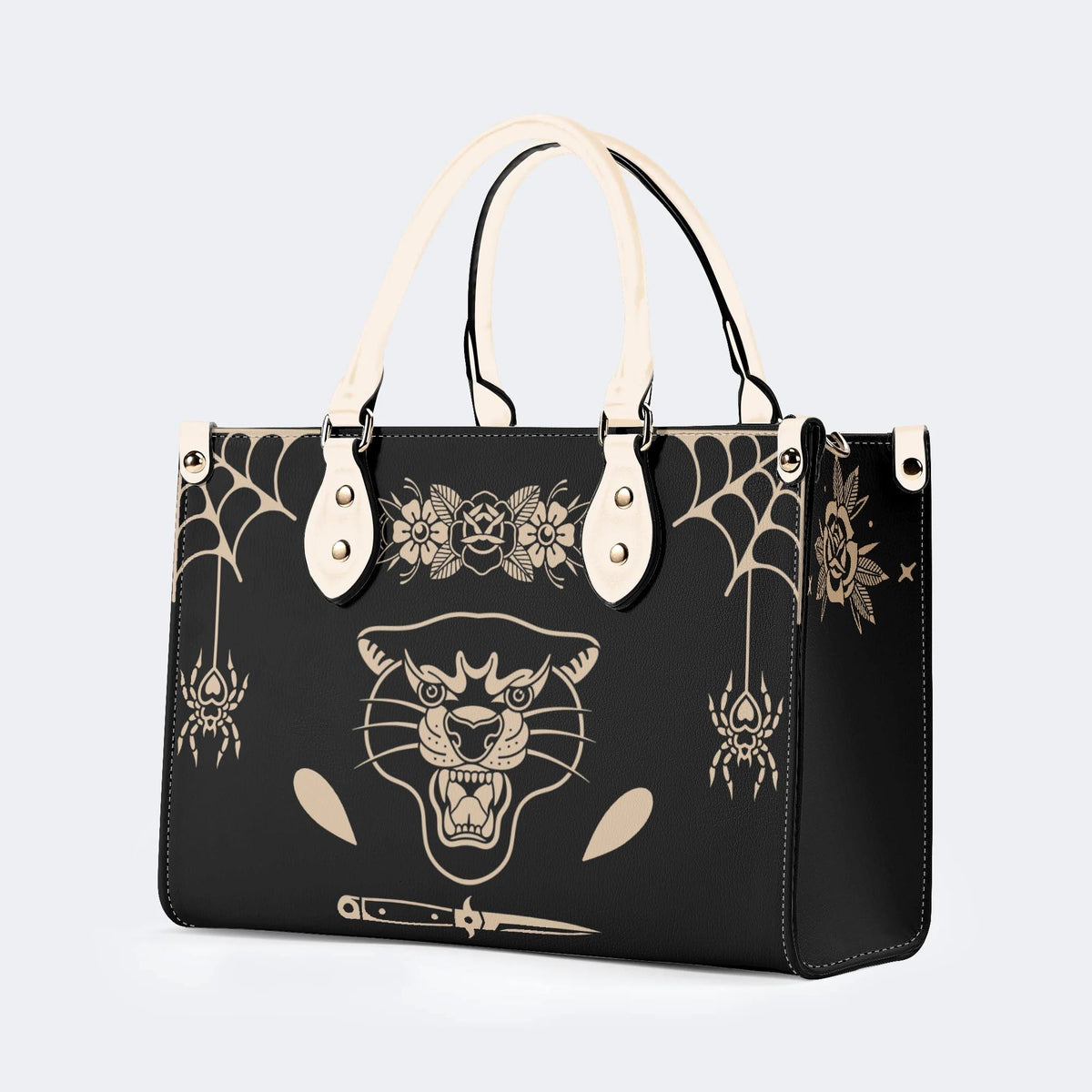 Unisex Tiger Print - Leather Handbag
