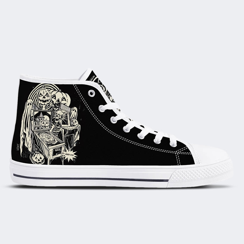 Unisex Horror Skull Print - High Top Canvas