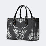 Classic Death Moth Vintage Print - Leather Handbag