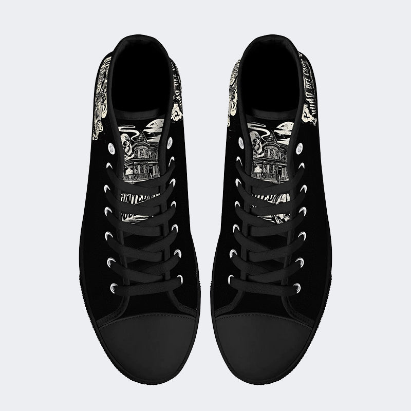 Unisex Horror Skull Print - High Top Canvas