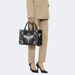 Death Moth & Mushrooms Print - Leather Handbag