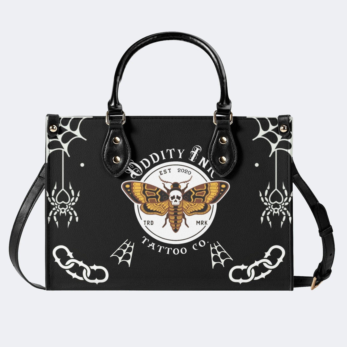 Classic Death Moth Print - Leather Handbag