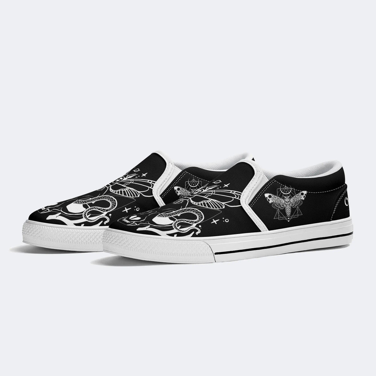Unisex Death Moth&Skull Print - Slip On Shoes