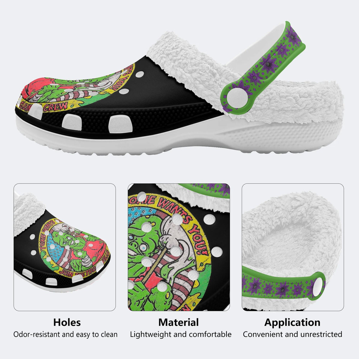 Join The Tromaville Clean Up Crew - Fur Lined Slippers/Sandals