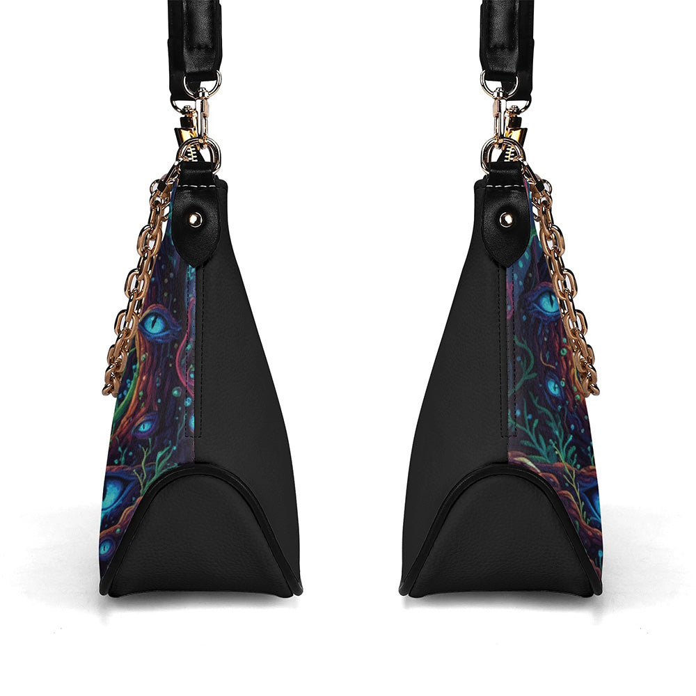 The Tunnel Forest With Eyes - Leather Crossbody Bag