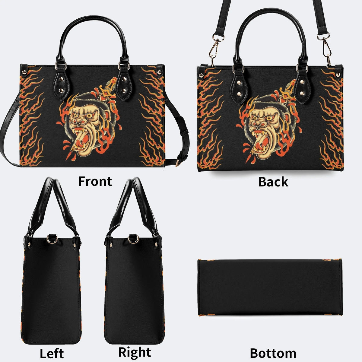 Unisex Monkey Print - Leather Handbag