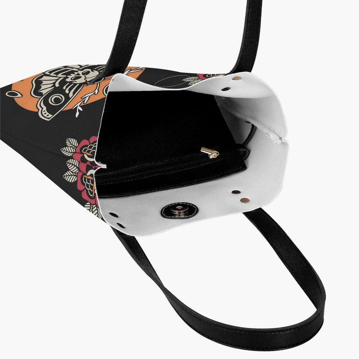 Death Moth Vintage Print - Leather Handbag