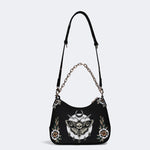 Classic Death Moth Print - Leather Crossbody Bag