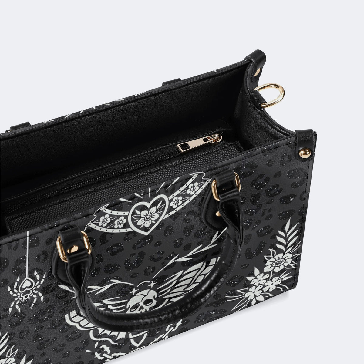 Classic Death Moth Vintage Print - Leather Handbag