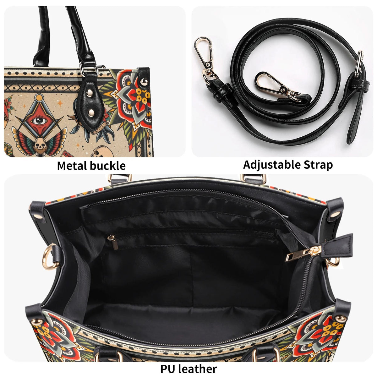 Eyes & Death Moth - Leather Handbag