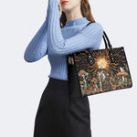 Sun Over The Mushroom Bush - Leather Handbag