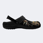 Tiger Face In Spade Frame Print - Fur Lined Slippers/Sandals