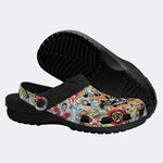 Unisex Death Moth Print - Fur Lined Slippers/Sandals