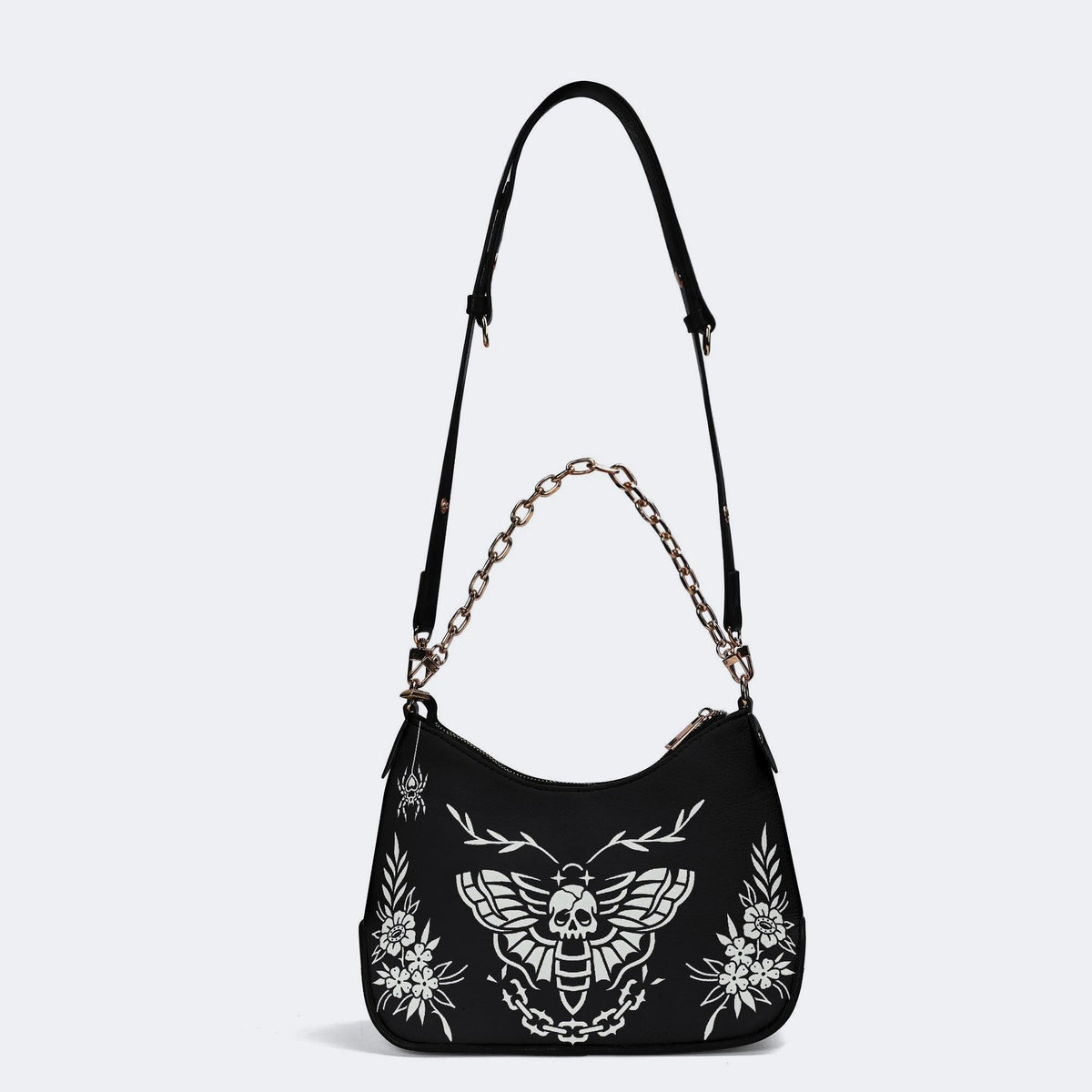 Death Moth Vintage Print - Leather Crossbody Bag
