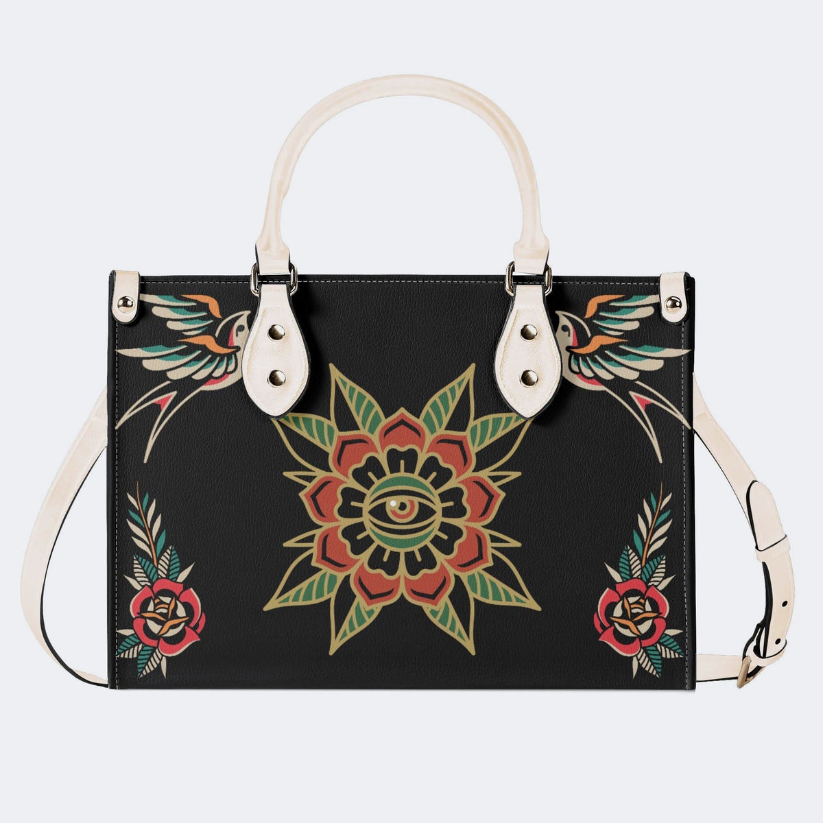 Eyes&Flower Art Print - Leather Handbag