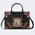 Japanese Style Frog Print - Leather Handbag