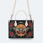 Rose Death Moth Art Print - Leather Handbag