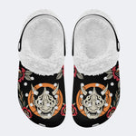 Horror Demon Print - Fur Lined Slippers/Sandals