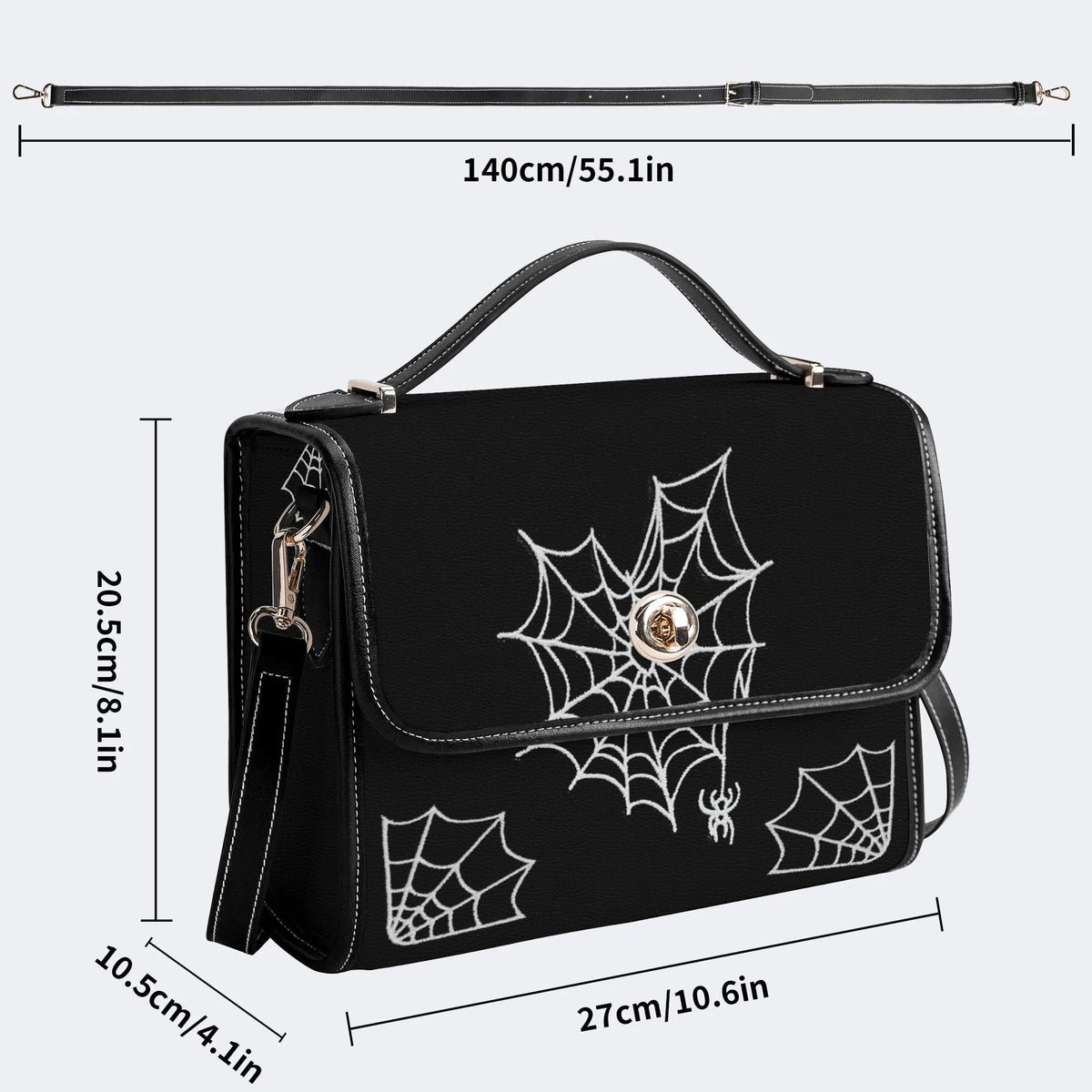 Spider Web Print - Leather Satchel Bag