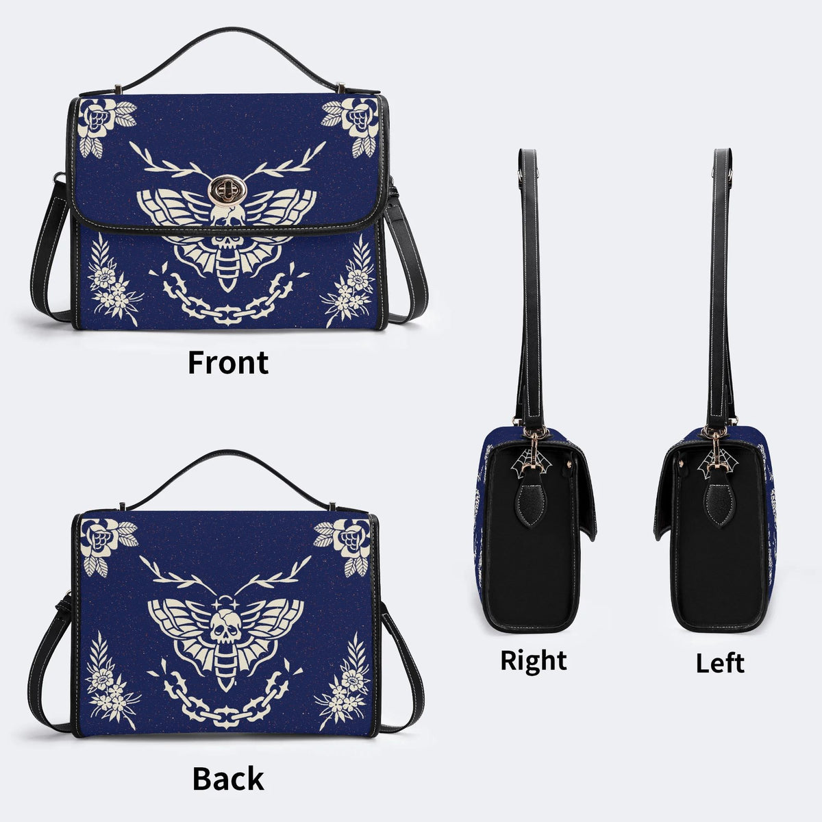 Classic Death Moth Vintage Print - Leather Satchel Bag