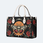 Rose Death Moth Art Print - Leather Handbag